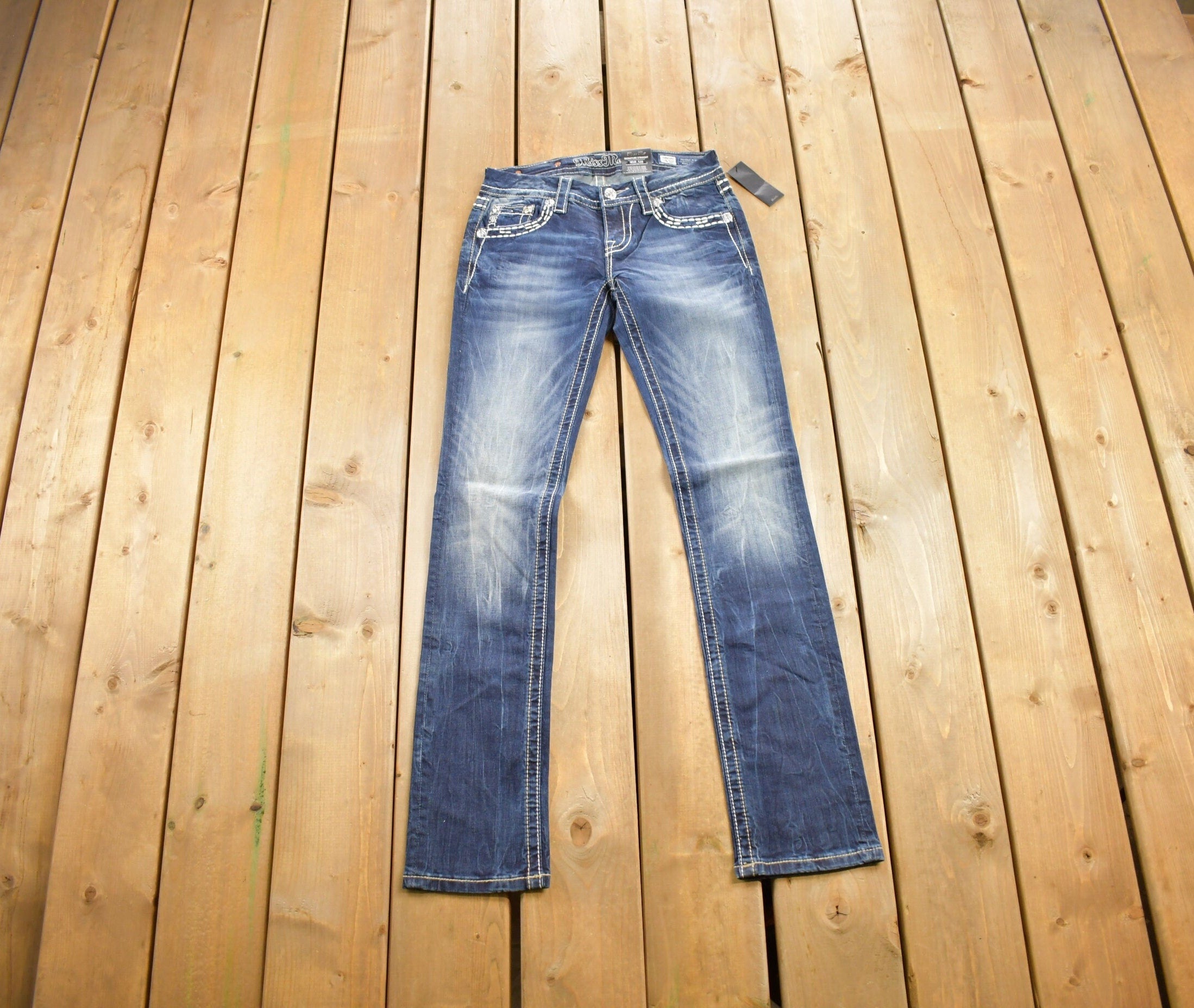 Vintage Y2K Miss Me Bedazzled Low Rise Jeans Size 26x33