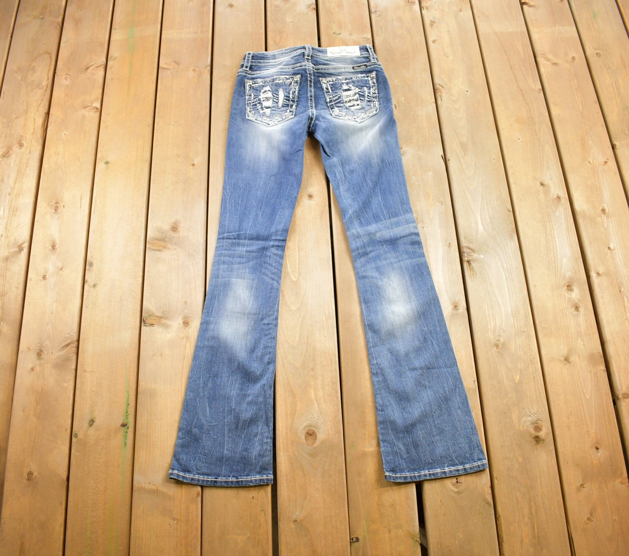Vintage Y2K Miss Me Bedazzled Low Rise Jeans Size 26x33