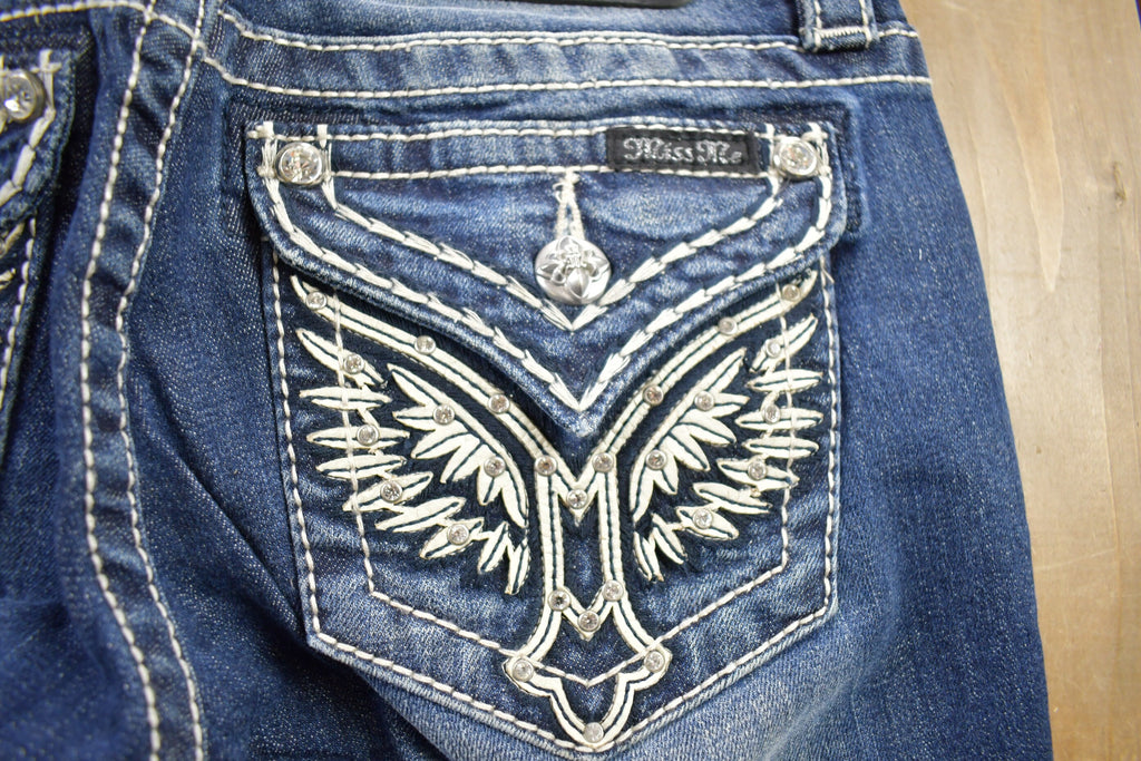 Vintage Y2K Miss Me Bedazzled Low Rise Jeans Size 26x33