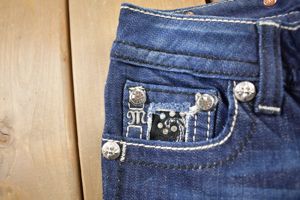 Vintage Y2K Miss Me Bedazzled Low Rise Jeans Size 26x33