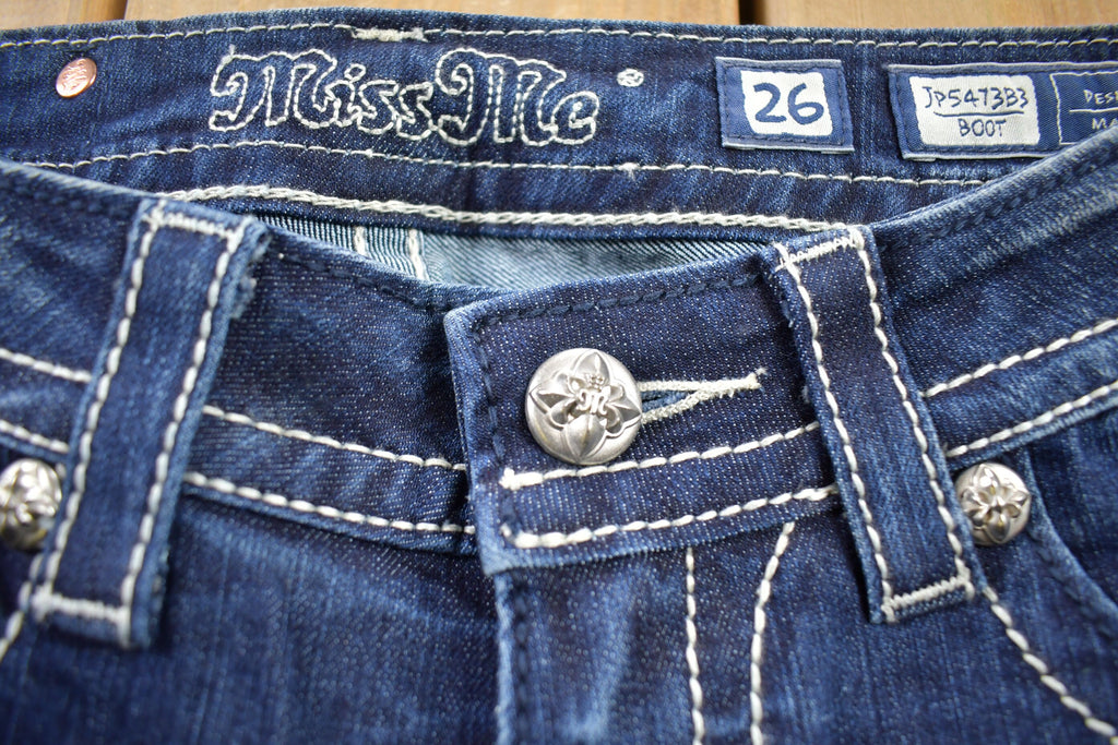 Vintage Y2K Miss Me Bedazzled Low Rise Jeans Size 26x33