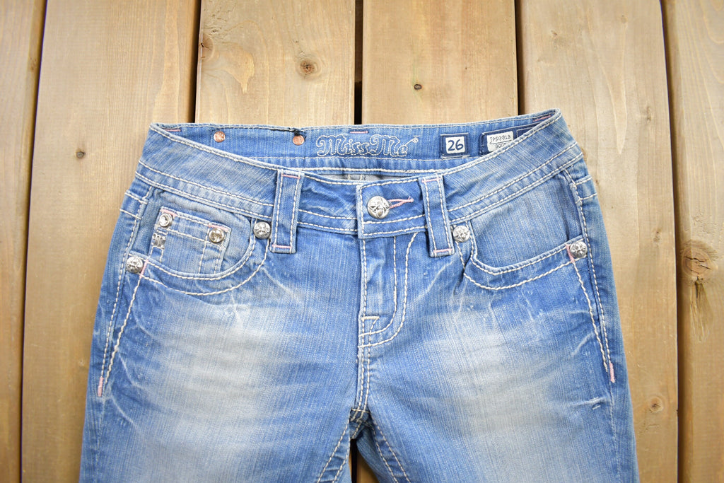 Vintage Y2K Miss Me Bedazzled Low Rise Jeans Size 26x33