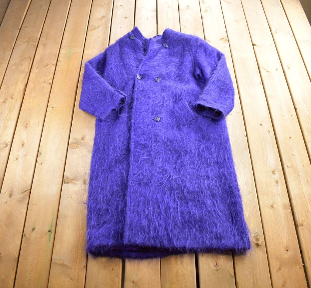 Vintage 1970s Jacob Crowley Purple Wool Button Up Long Jacket Made In Canada
