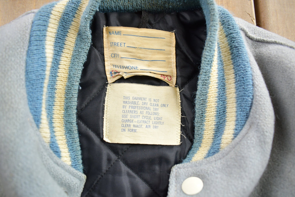 Vintage 1950s Thronridge Highschool Leather & Wool Embroidered Varsity Jacket Made In USA