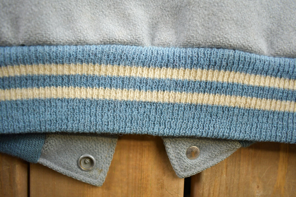 Vintage 1950s Thronridge Highschool Leather & Wool Embroidered Varsity Jacket Made In USA