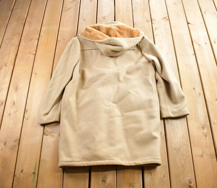 Vintage 1970s Craft Sportswear 100% Wool Toggle Button Up Fur Lined Jacket Made In Canada