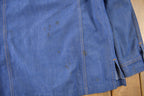 Vintage 1970s Lee Western Style Pearl Snap Button Up Denim Shirt Made in USA Size L