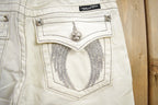 Vintage Y2K Miss Me White Bedazzled Low Rise Jeans Size 26x31