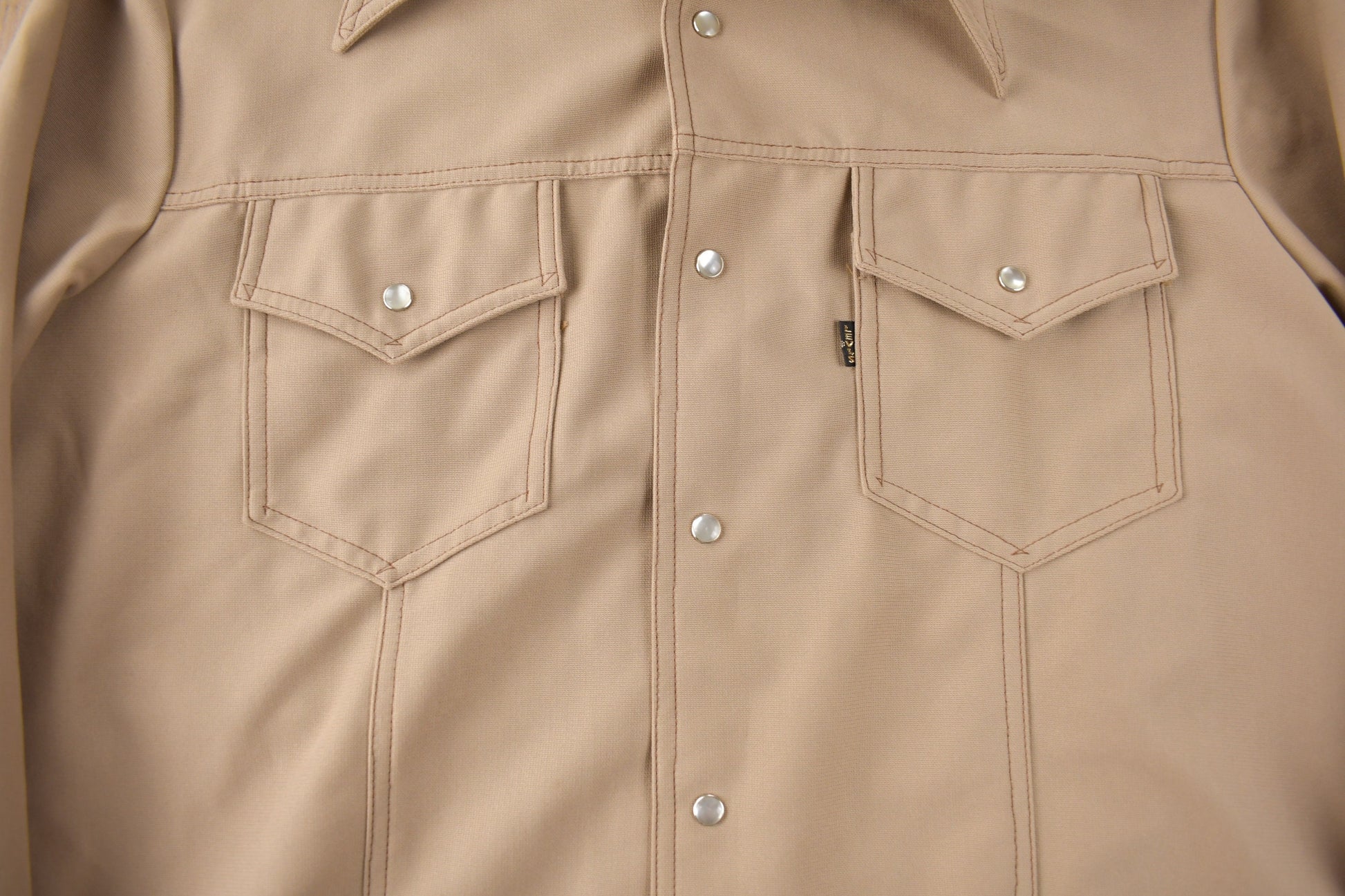 Vintage 1970s Levi's Black Tab Big E Western Style Snap Button Up Shirt Made in USA Size XL