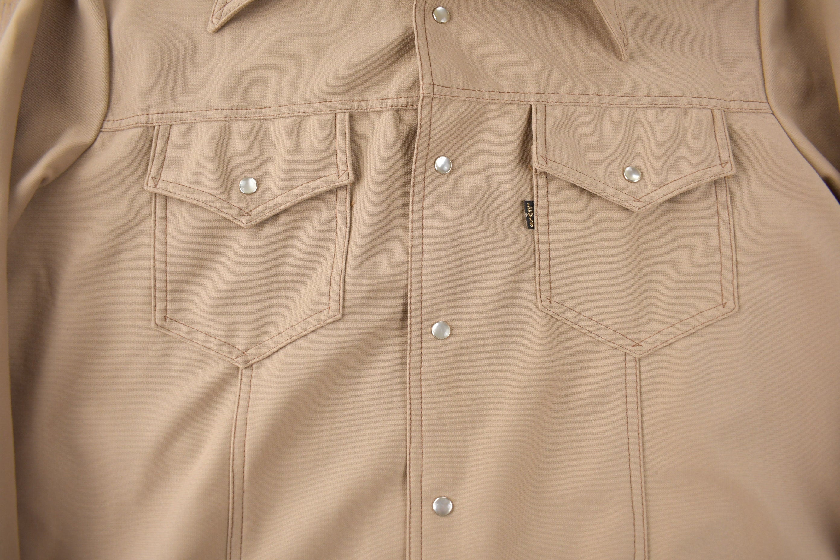 Vintage 1970s Levi's Black Tab Big E Western Style Snap Button Up Shirt Made in USA Size XL