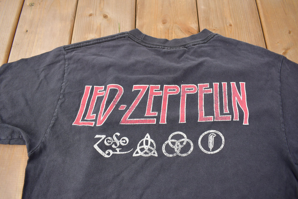 Vintage 1990s Led Zeppelin Zoso Graphic Artimonde Band Tee Made in USA Size M