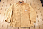 Vintage 1989 Carhartt 100 Years Blanket Lined Button Up Chore Coat Made In USA
