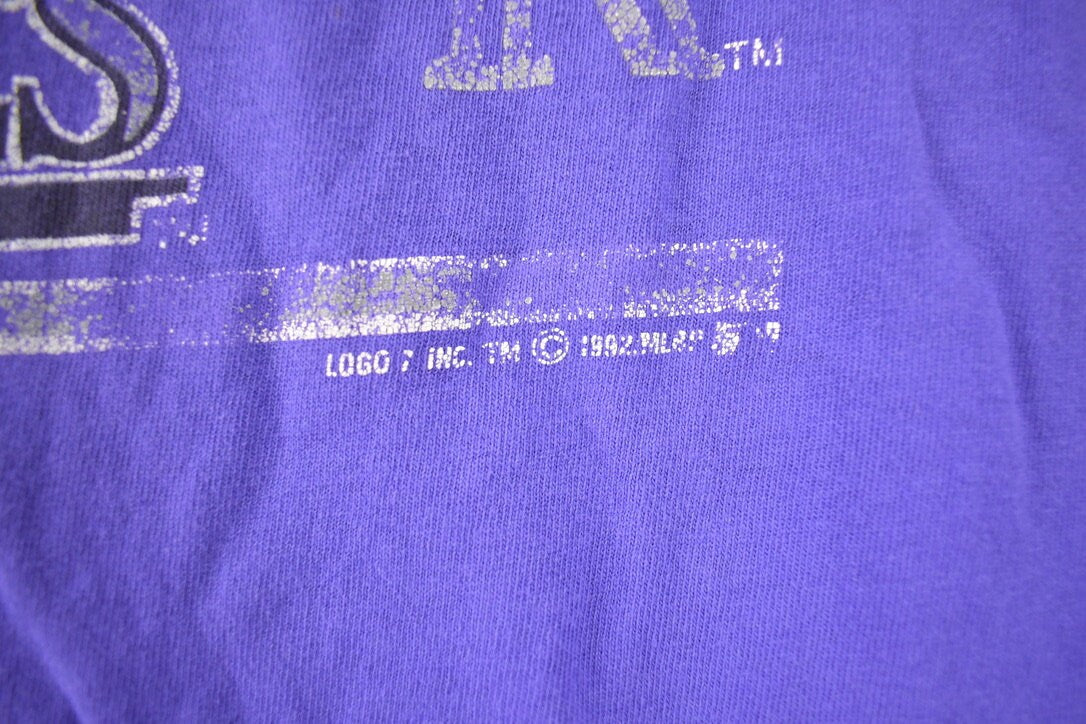 Vintage 1992 Colorado Rockies MLB Baseball Purple Graphic T-Shirt Made In USA Size L
