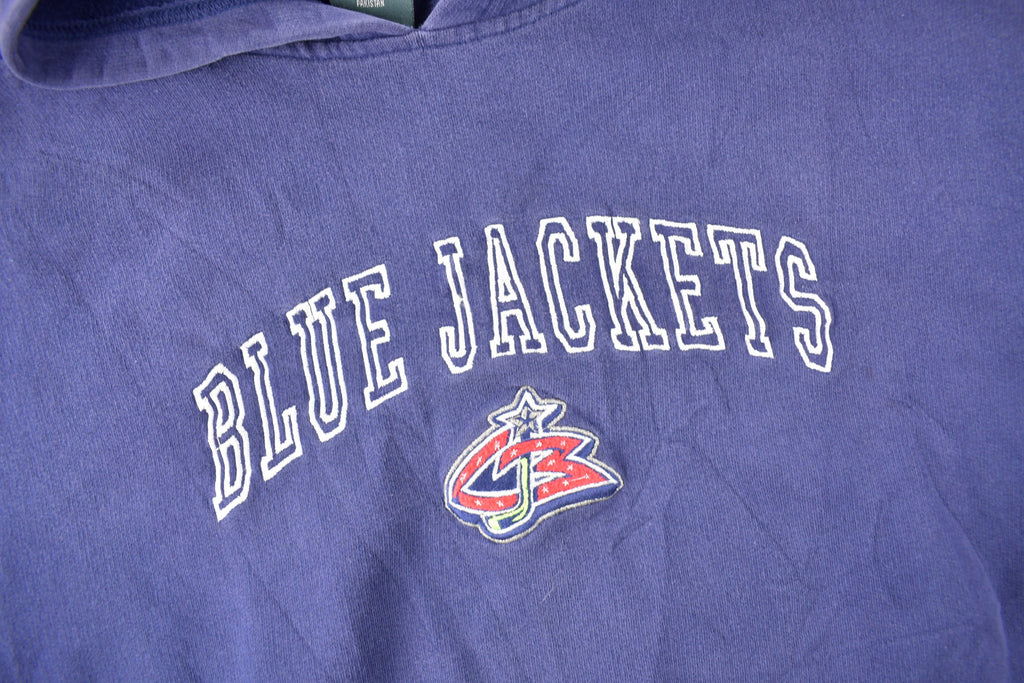 Vintage 1990s Columbus Blue Jackets NHL Embroidered Hockey Hoodie Size 2XL
