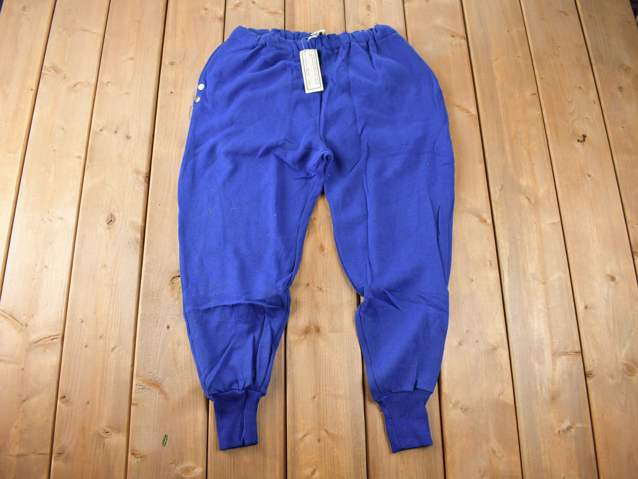 Vintage 1970s Deadstock Wye Oaks Blank Blue Sweat Pants Size M