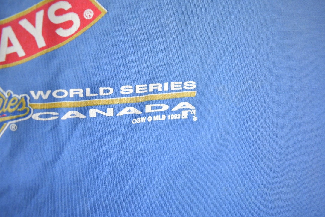 Vintage 1992 Toronto Blue Jays World Series Champions MLB Baseball Graphic Single Stitch T-Shirt Made In USA