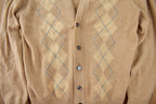 Vintage 1970s Catler Argyle Knit Cardigan Sweater Made In Great Britain Size Small