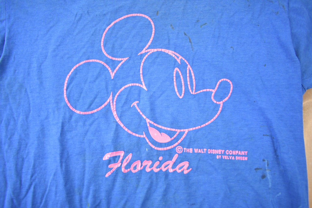 Vintage 1980s Disney Mickey Mouse Florida Graphic T-Shirt Made In USA Size XL