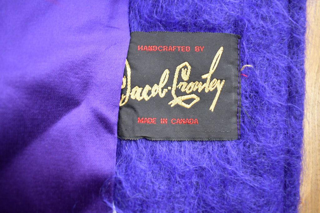 Vintage 1970s Jacob Crowley Purple Wool Button Up Long Jacket Made In Canada