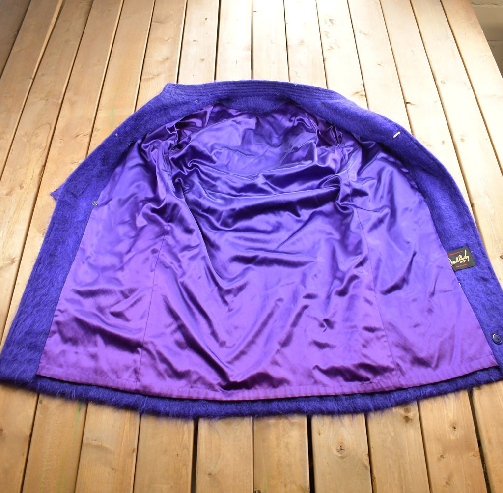 Vintage 1970s Jacob Crowley Purple Wool Button Up Long Jacket Made In Canada