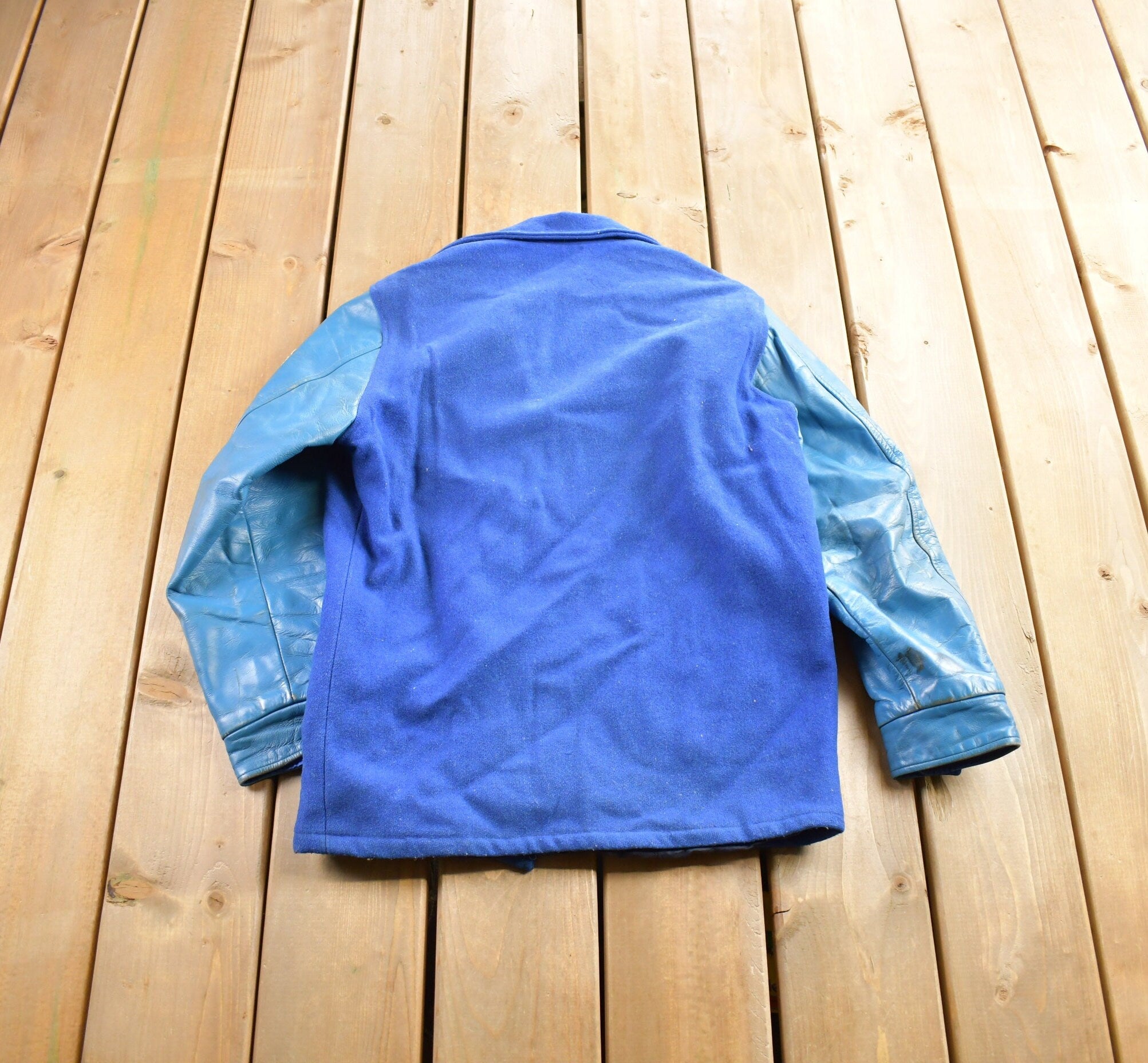 Vintage 1960s Apollo Brand Junior Hockey Leather & Wool Embroidered Varsity Jacket Made In Canada