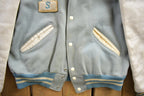 Vintage 1950s Thronridge Highschool Leather & Wool Embroidered Varsity Jacket Made In USA