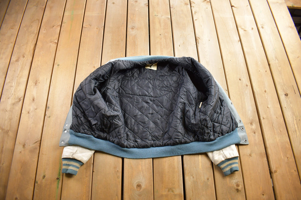 Vintage 1950s Thronridge Highschool Leather & Wool Embroidered Varsity Jacket Made In USA