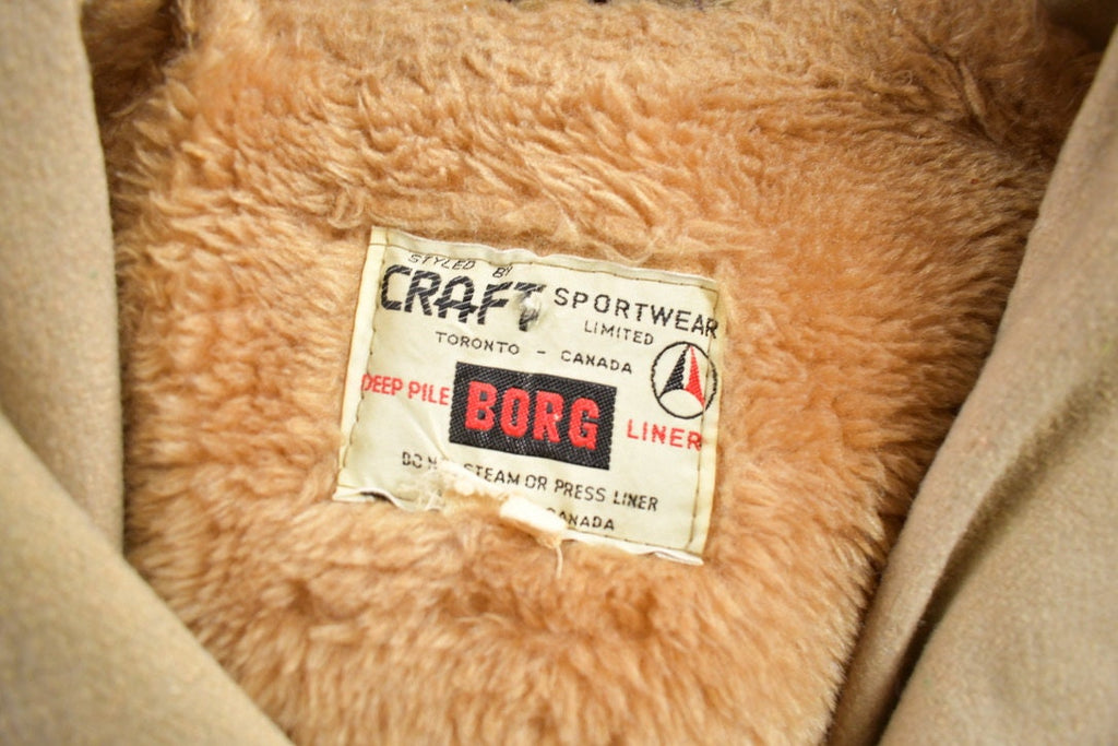 Vintage 1970s Craft Sportswear 100% Wool Toggle Button Up Fur Lined Jacket Made In Canada