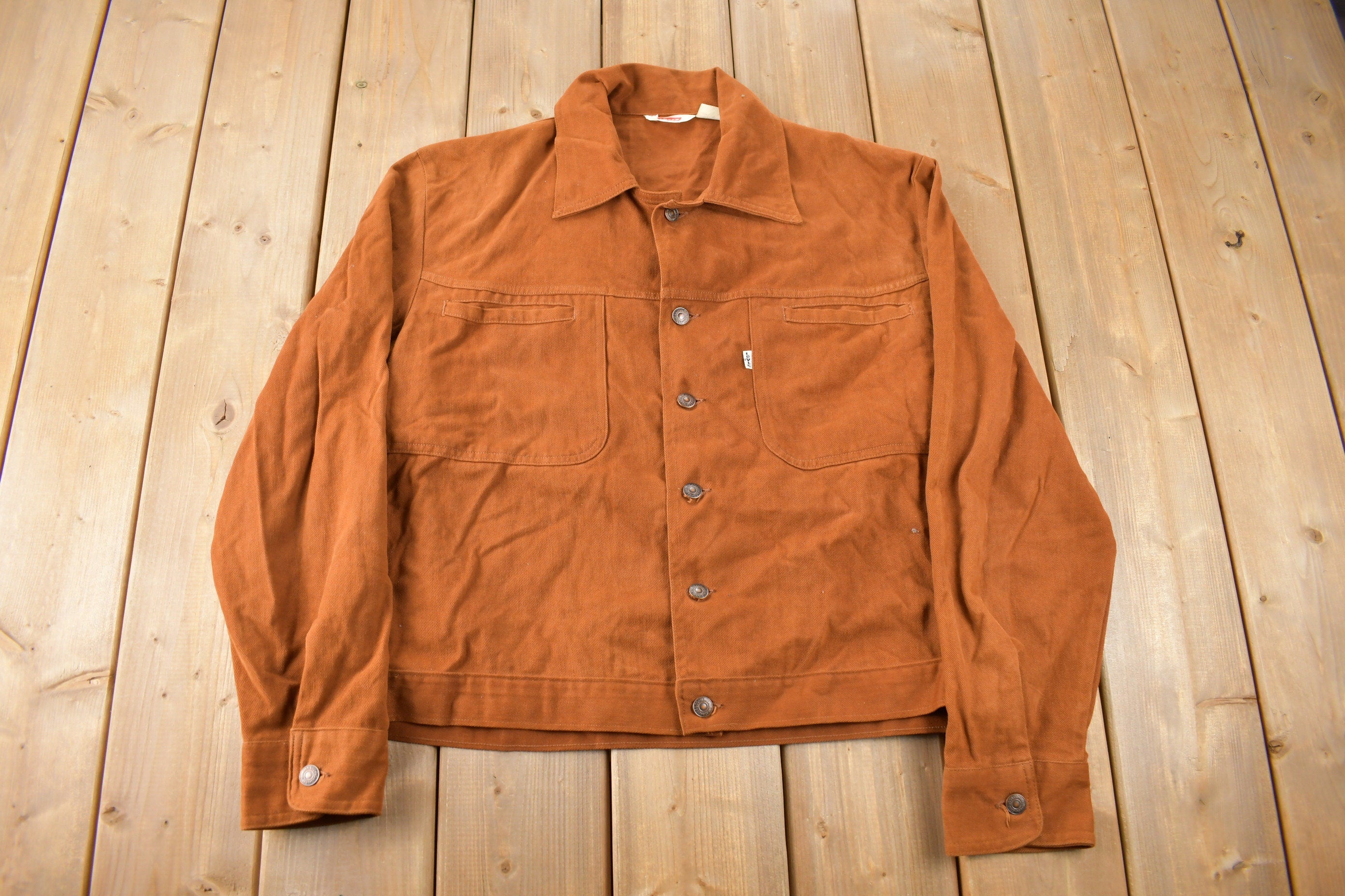 Vintage 1970s Levi's Burnt Orange Button Up Light Jacket