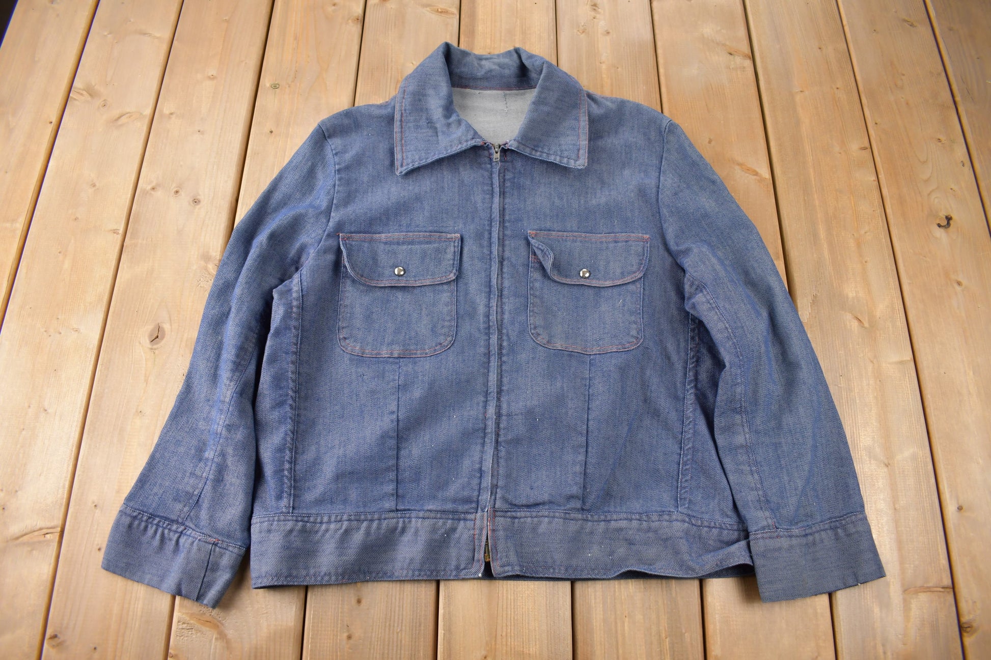 Vintage 1960s Light Weight Denim Work Jacket Made In USA Size M