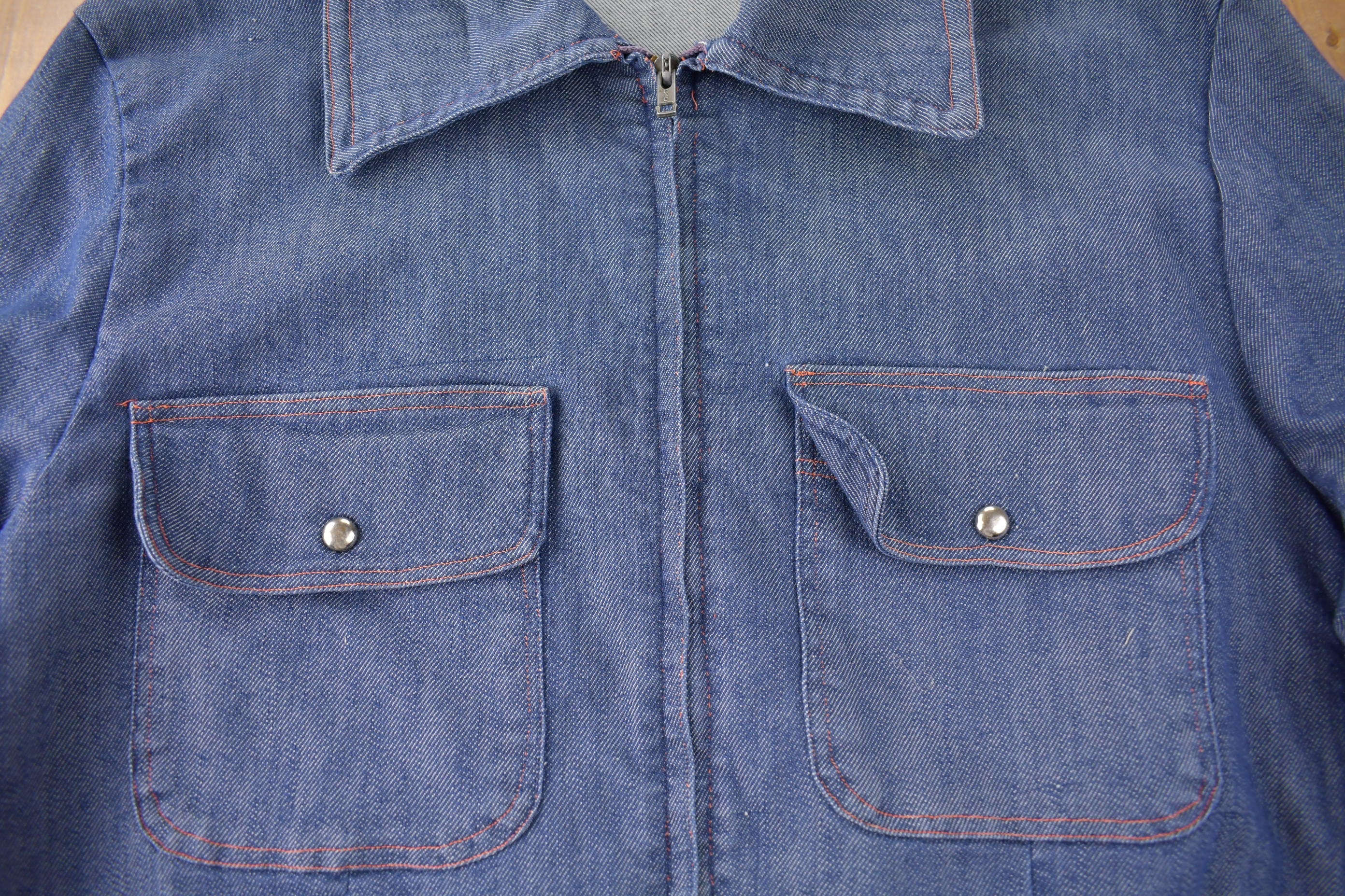 Vintage 1960s Light Weight Denim Work Jacket Made In USA Size M