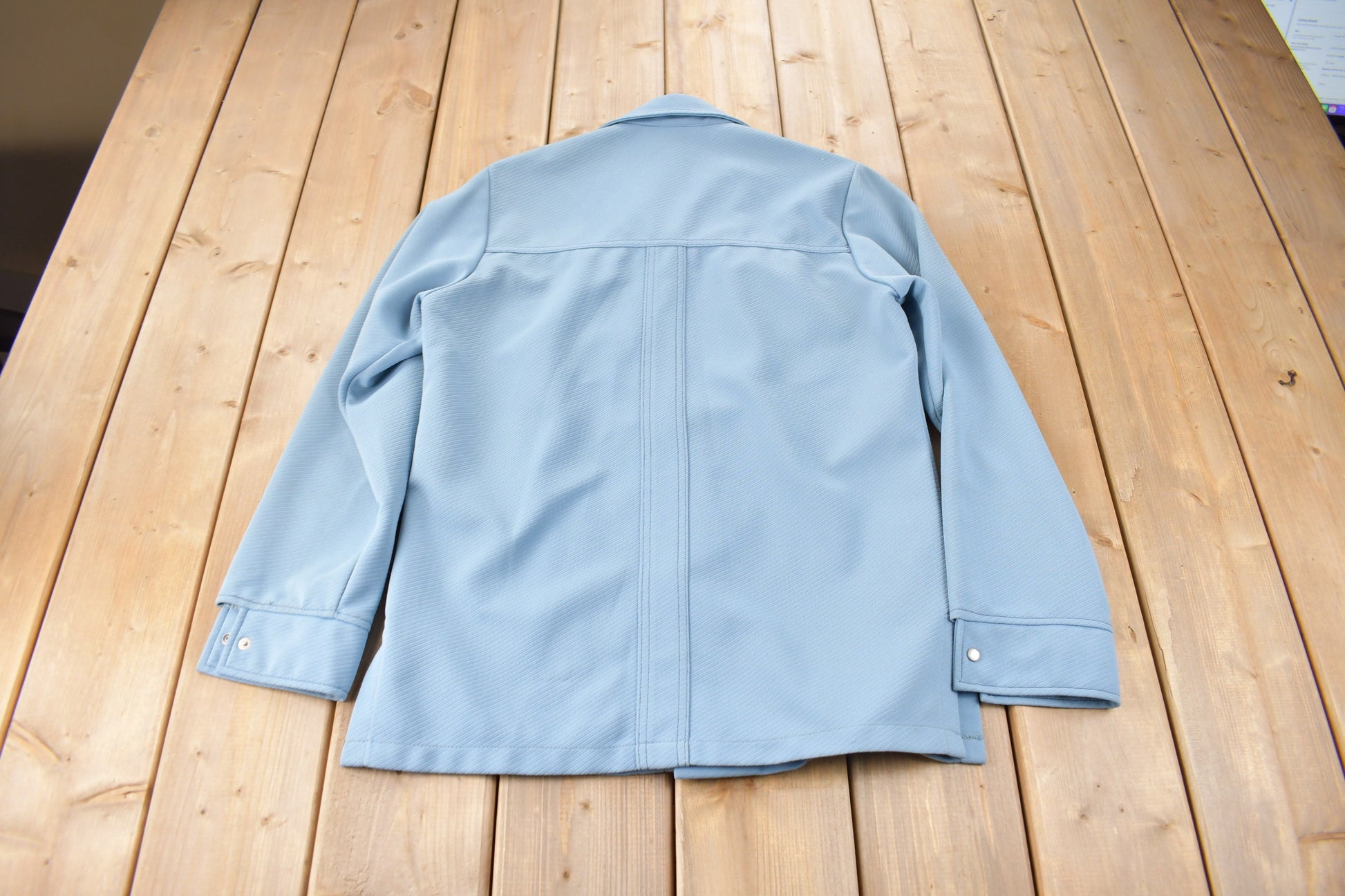 Vintage 1970s Levi's Blue Tab Big E Western Style Pearl Snap Button Up Shirt Made in USA Size M