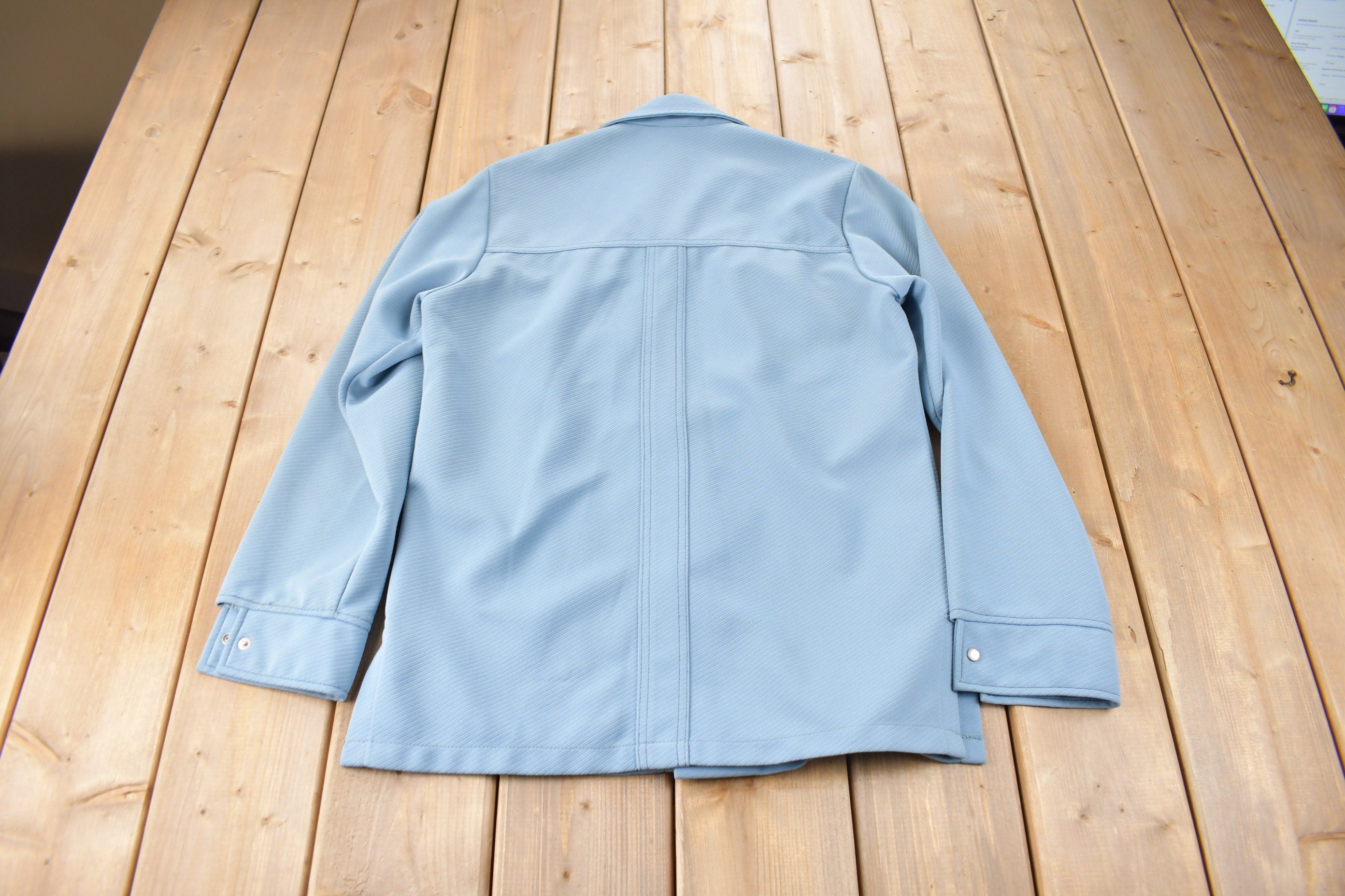 Vintage 1970s Levi's Blue Tab Big E Western Style Pearl Snap Button Up Shirt Made in USA Size M