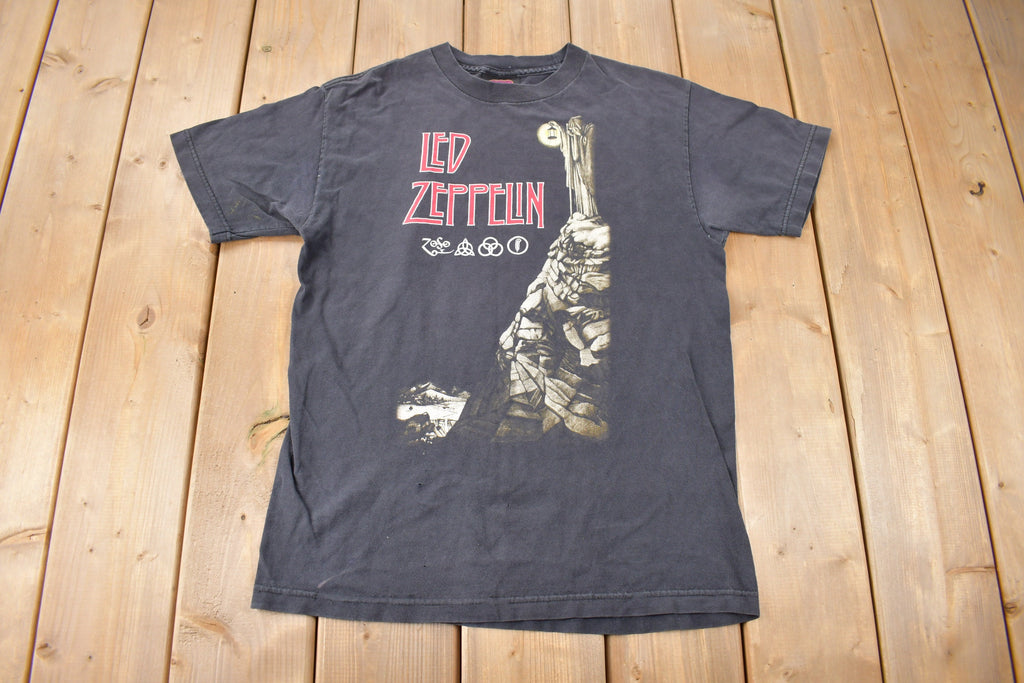 Vintage 1990s Led Zeppelin Zoso Graphic Artimonde Band Tee Made in USA Size M