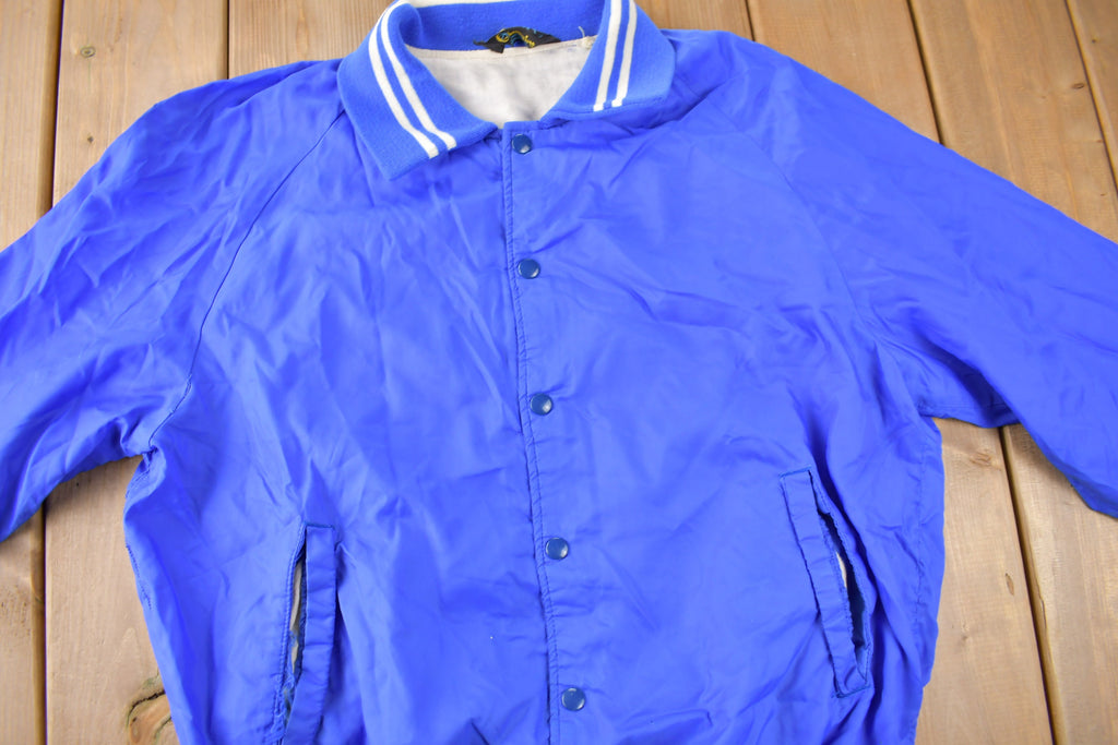 Vintage 1960s Blank Blue Champion Snap Button Jacket Size M