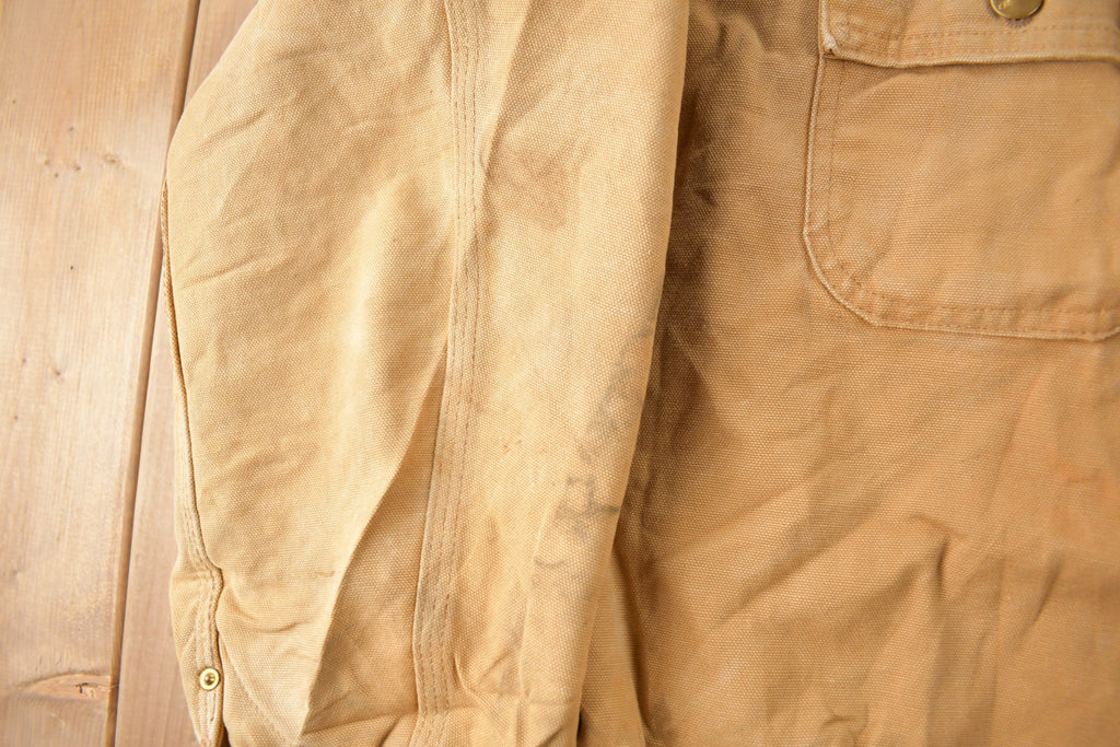Vintage 1989 Carhartt 100 Years Blanket Lined Button Up Chore Coat Made In USA