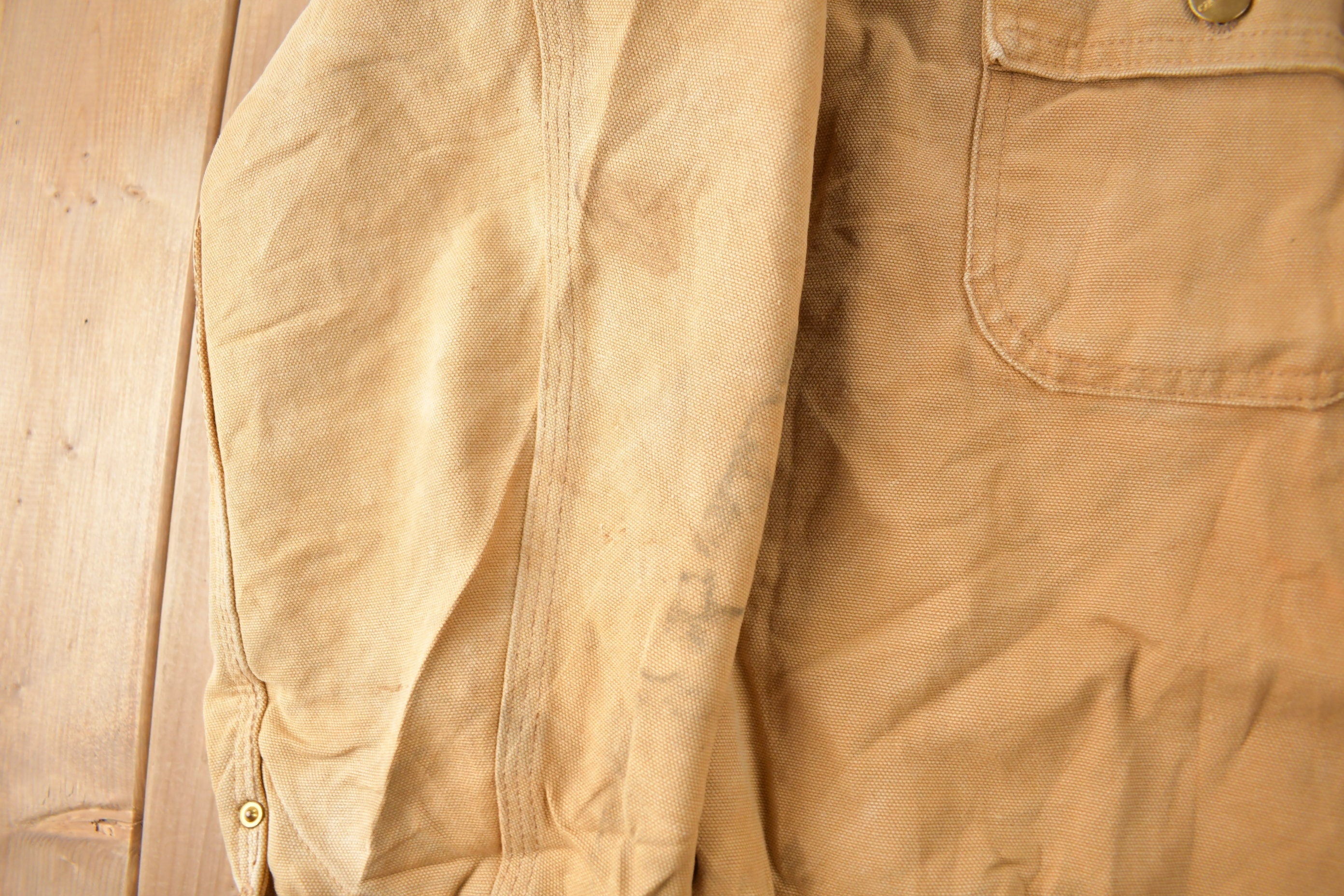 Vintage 1989 Carhartt 100 Years Blanket Lined Button Up Chore Coat Made In USA