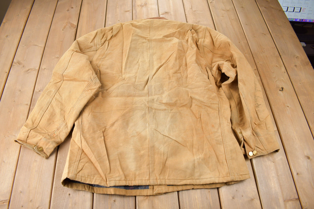Vintage 1989 Carhartt 100 Years Blanket Lined Button Up Chore Coat Made In USA