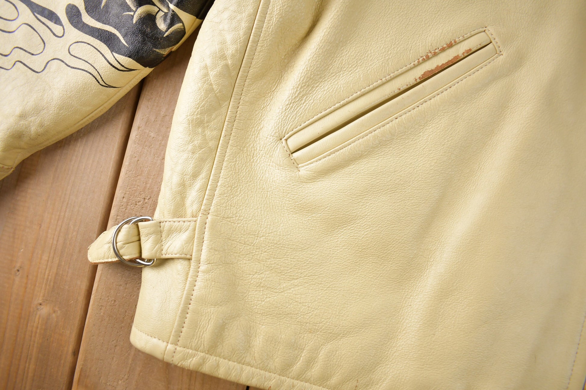 Vintage 1990s Avirex USA Japanese Dragons Graphic Leather Jacket Size 3XL