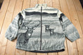 Vintage 1990s CW Classics Deer Graphic All Over Print Zip Up Fleece Sweater Size XL