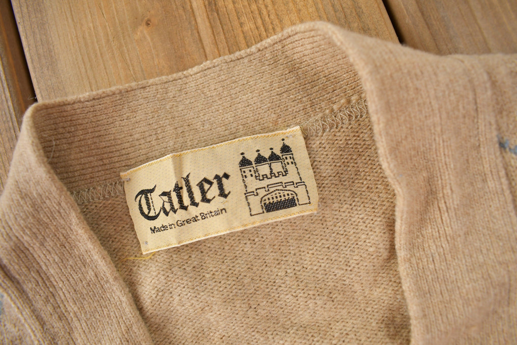 Vintage 1970s Catler Argyle Knit Cardigan Sweater Made In Great Britain Size Small