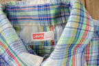 Vintage 1990s Levi's White Tab Short Sleeve Plaid Button Up Flannel Shirt