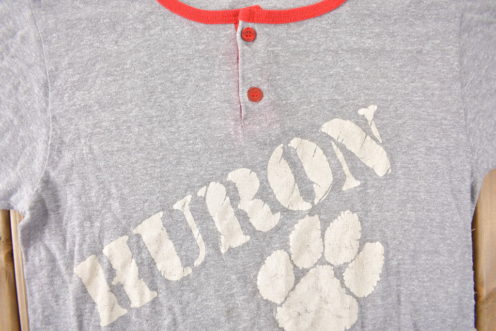 Vintage 1980s Huron Champion Henley Ringer T-Shirt Made In USA