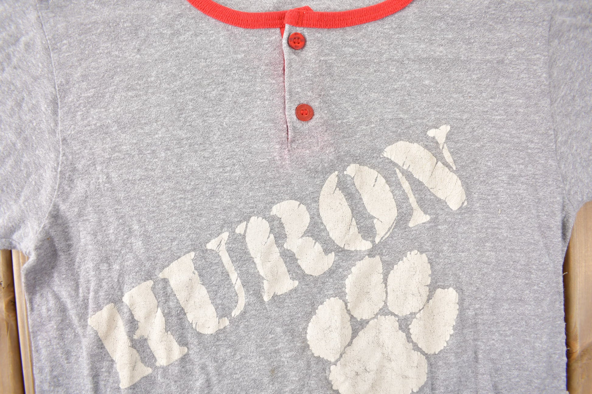 Vintage 1980s Huron Champion Henley Ringer T-Shirt Made In USA