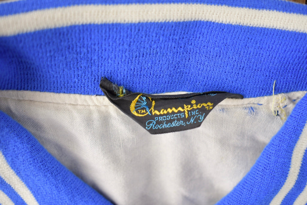 Vintage 1960s Blank Blue Champion Snap Button Jacket Size M