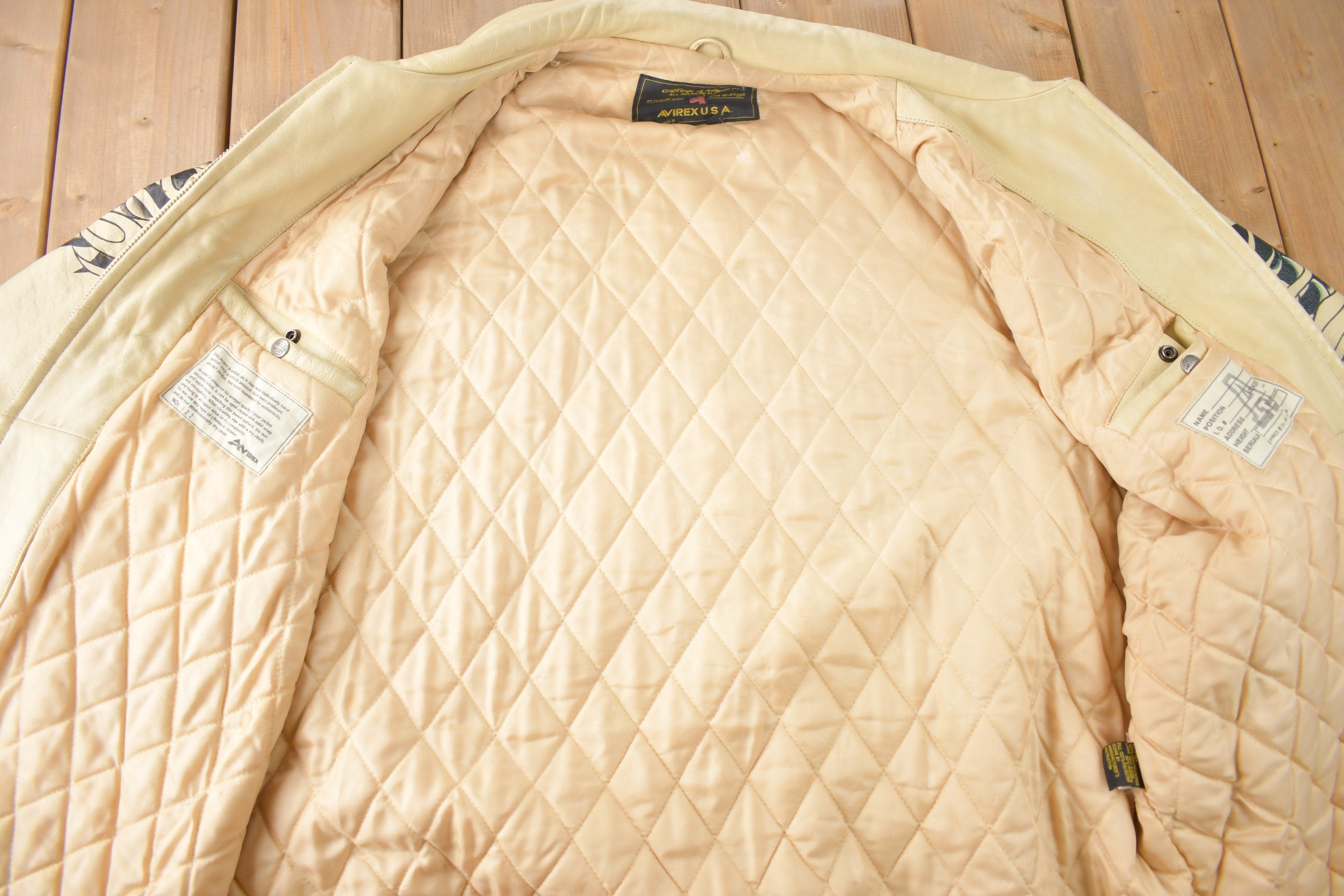 Vintage 1990s Avirex USA Japanese Dragons Graphic Leather Jacket Size 3XL