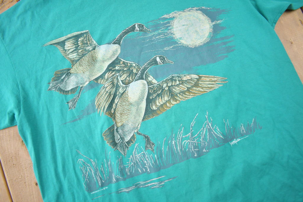 Vintage 1980s Canadian Goose Theme Single Stitch Graphic T-Shirt Made In USA