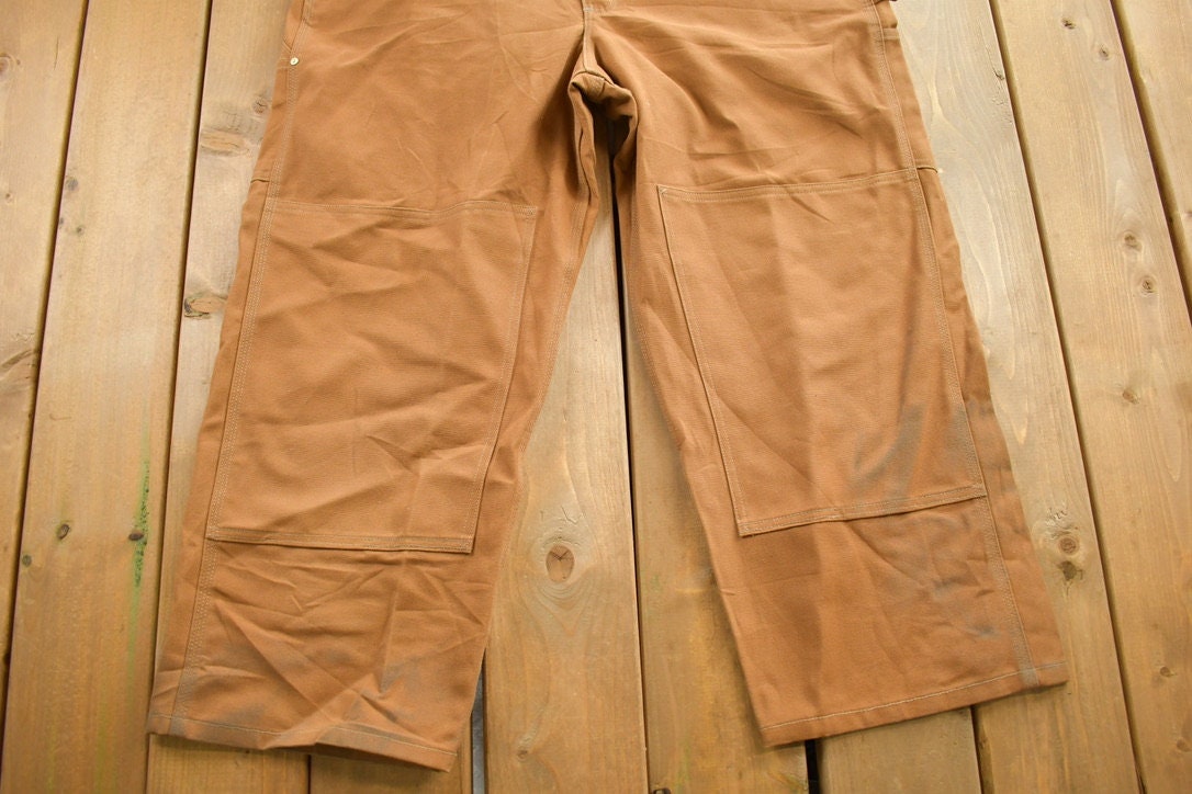 Vintage 1980s Carhartt Double Knee Canvas Overalls Size 42 x 30