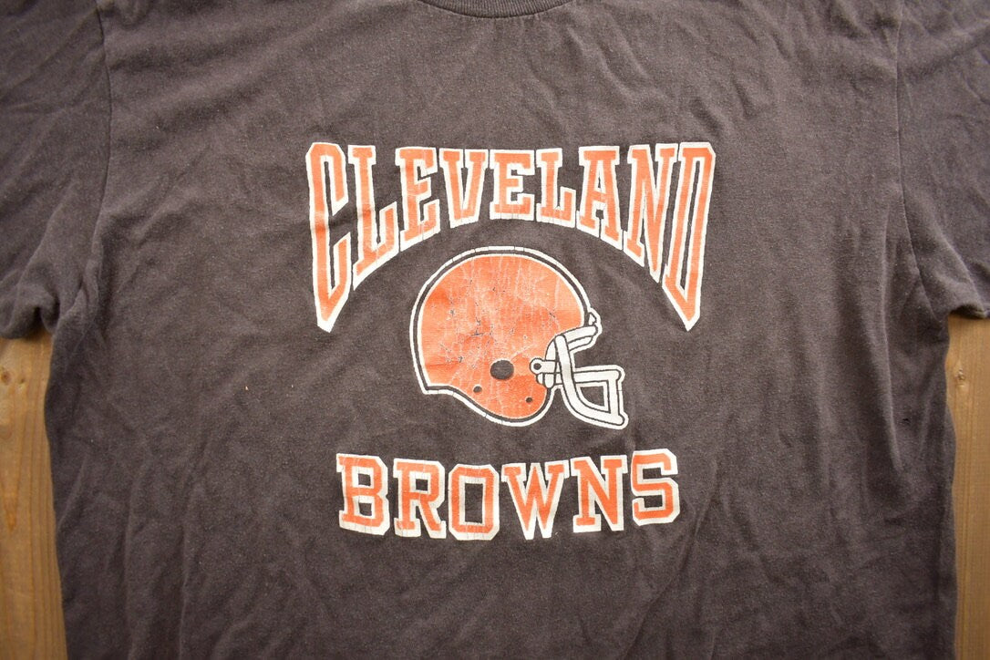 Vintage 1980s NFL Football Cleveland Browns Graphic Single Stitch T-Shirt Made In USA