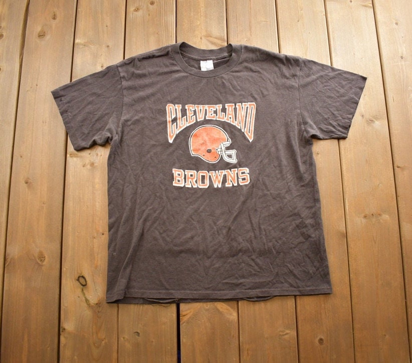 Vintage 1980s NFL Football Cleveland Browns Graphic Single Stitch T-Shirt Made In USA